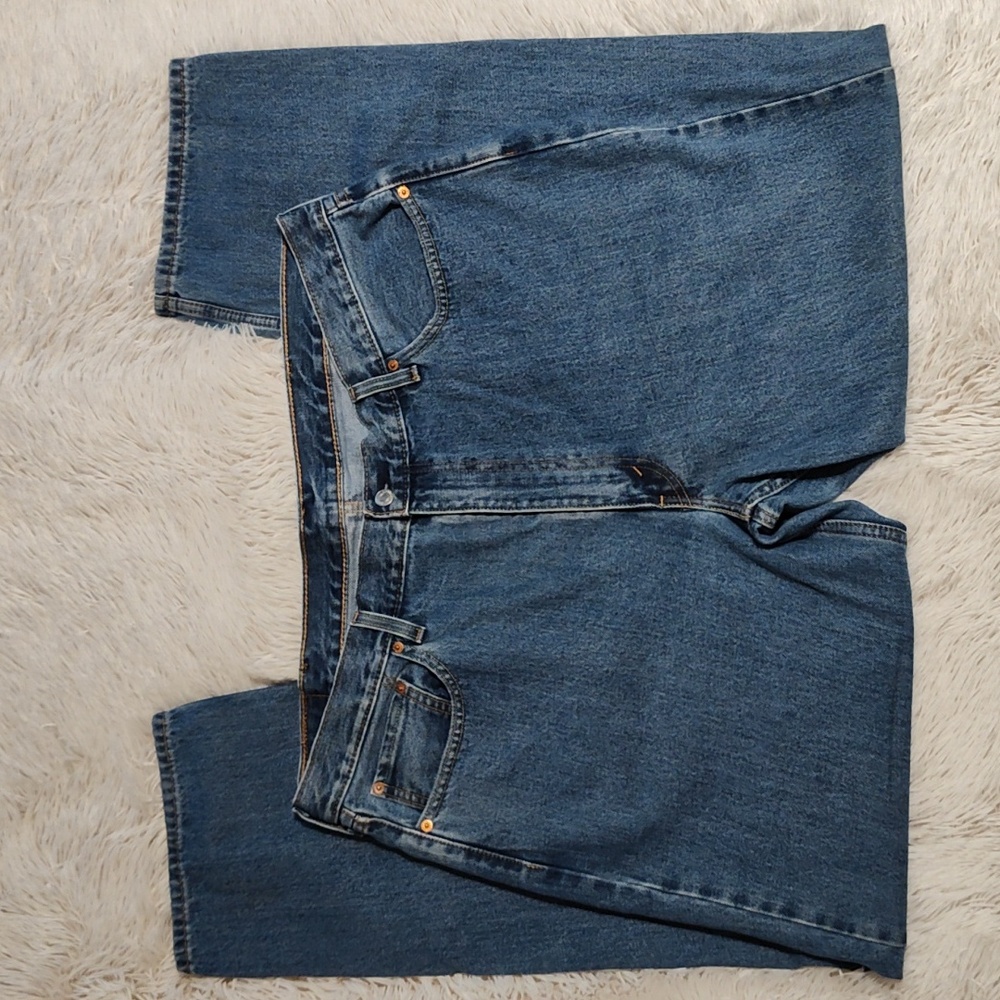 Levi Strauss Men's Relaxed 550 Red Tab Blue Jeans Stonewashed 100% Cotton 42X34
